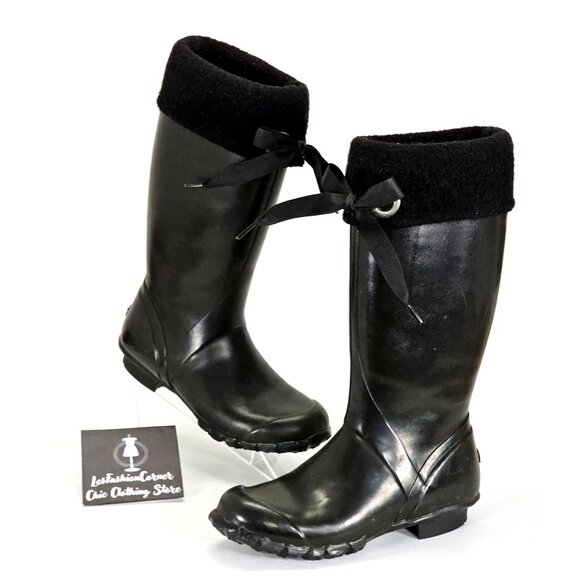 Bogs Women's Black Rubber Alex Solids Tall Lined Rain Boots Size 8 1713 - Picture 5 of 15